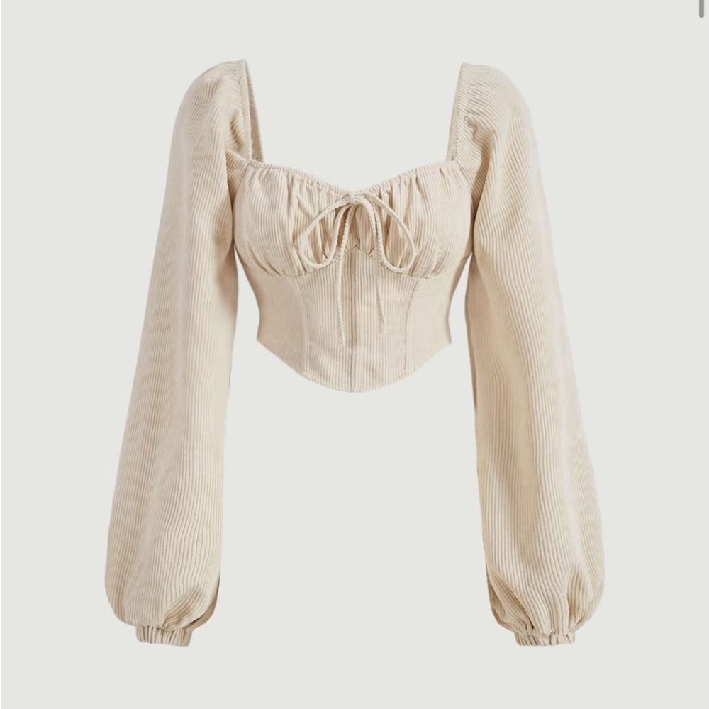 Beige Long Sleeve Women's Top